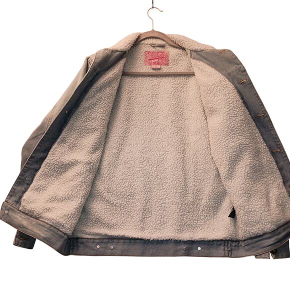 Brooklyn Cloth Men's Sherpa Lined Denim Truckers Blue Jean Jacket Size Small - Picture 4 of 9